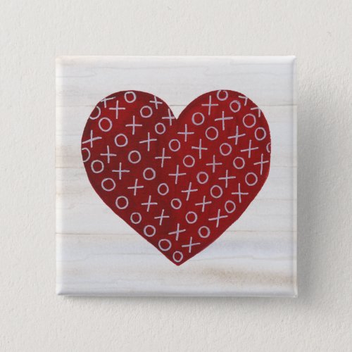 Rustic Valentine  Hugs  Kisses Heart Button