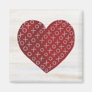 Rustic Valentine Hugs & Kisses Heart Magnet