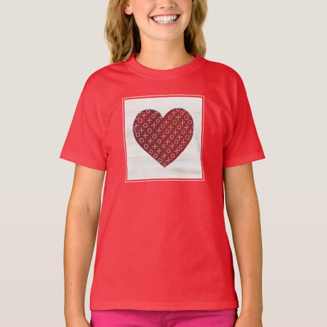 Rustic Valentine | Hugs & Kisses Heart T-Shirt (Front)