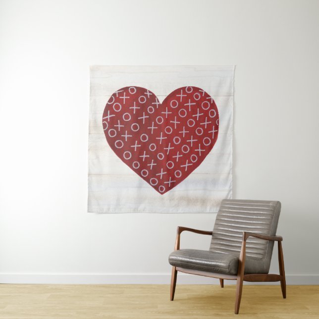 Rustic Valentine | Hugs & Kisses Heart Tapestry (In Situ (Horizontal))