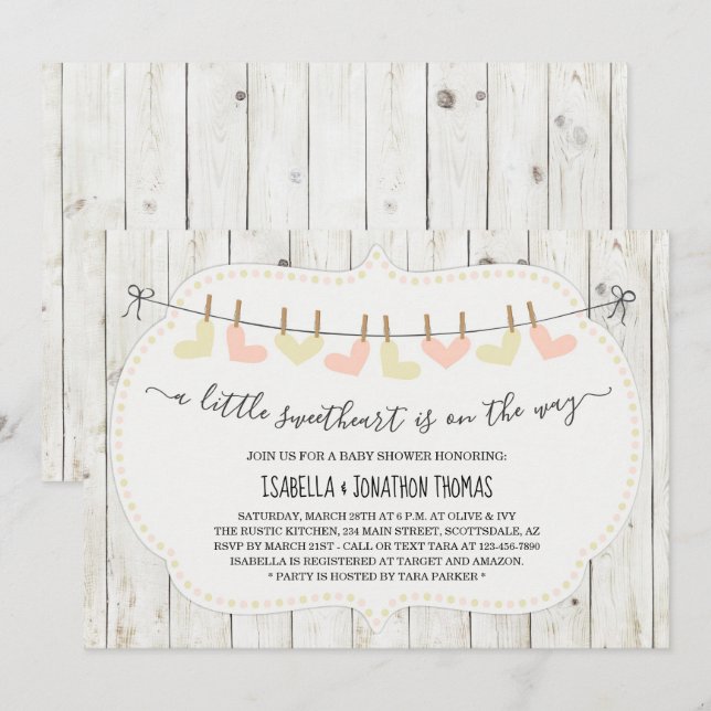 Rustic Valentines Day Baby Shower - Gender Neutral Invitation (Front/Back)