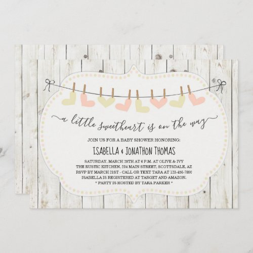 Rustic Valentines Day Baby Shower _ Gender Neutral Invitation