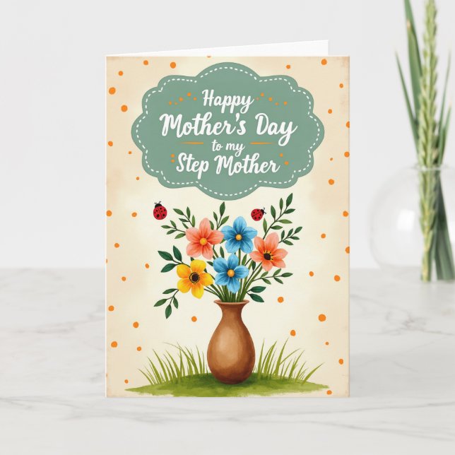 Rustic Vase Mothers Day Art Card (Front)
