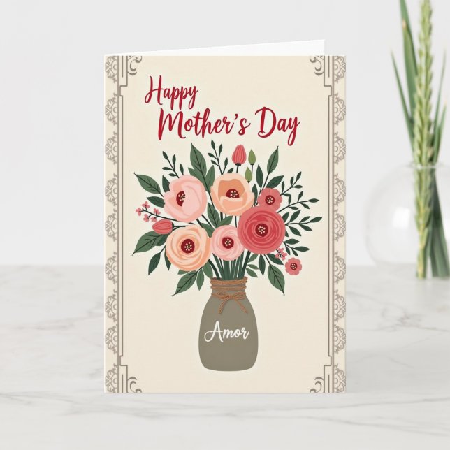 Rustic Vase Mothers Day Card (Front)