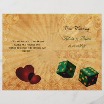 Rustic Vegas Emerald Green folded Wedding program