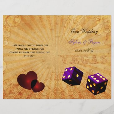 Rustic Vegas Emerald purple folded Wedding program