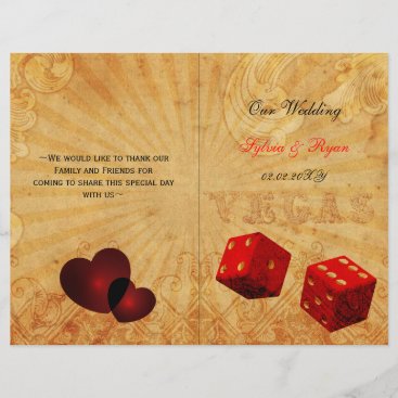 Rustic Vegas red folded Wedding program