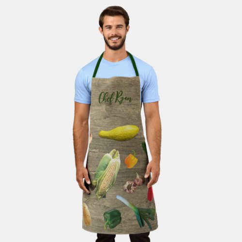 Rustic Vegetable Gardener Name Template Apron