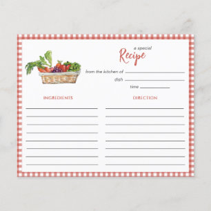 Rustic vegetables Bridal shower Recipe card
