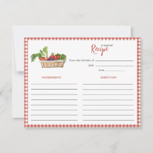 Rustic vegetables Bridal shower Recipe card
