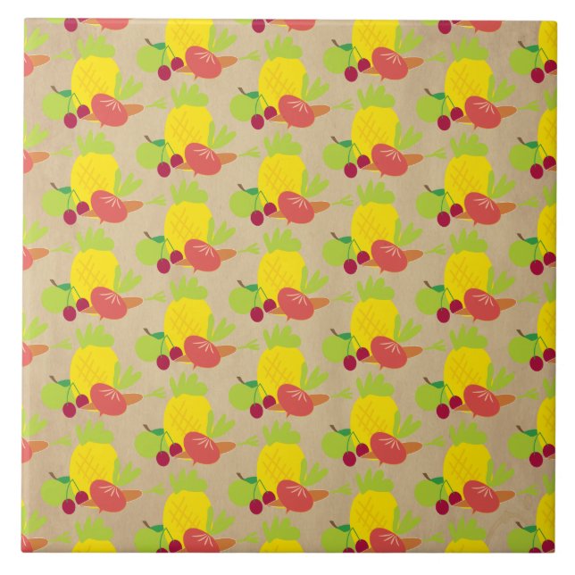 Rustic Vegetables Pattern Ceramic Tile (Front)