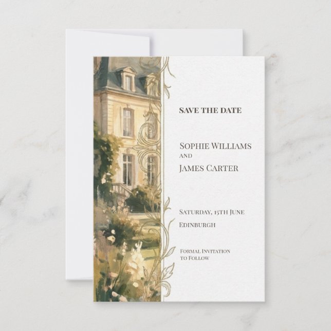 Rustic Venue Save The Date Card (Front)