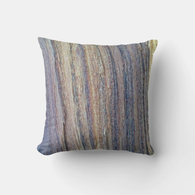 Rustic Vertical Stripe Tree Woodgrain Photo Nature Throw Pillow (Front)