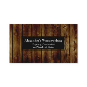 Rustic Vertical Wood Boards Carpentry Construction Business Card