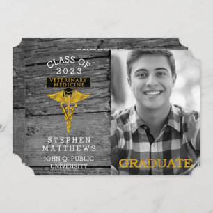Rustic Veterinarian Veterinary Medicine Graduation Invitation