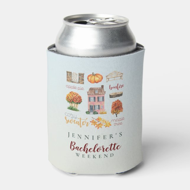 Rustic Vibrant Fall Favorites Bachelorette Party  Can Cooler (Can Front)