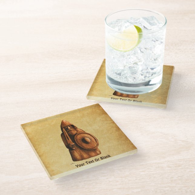Rustic Viking Glass Coaster (Angled)