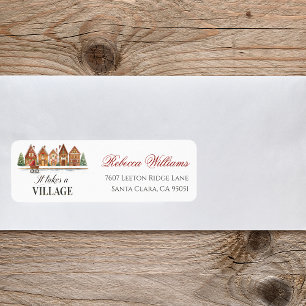Rustic Village Houses Winter Baby Shower Address Label