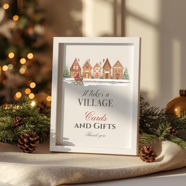 Rustic Village Houses Winter Baby Shower Favor Poster (Creator Uploaded)
