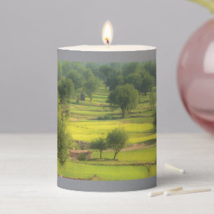 Rustic Village Landscape Pillar candles