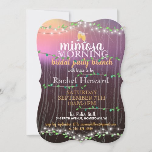Rustic Vine  Lights Bridal Brunch Invitation