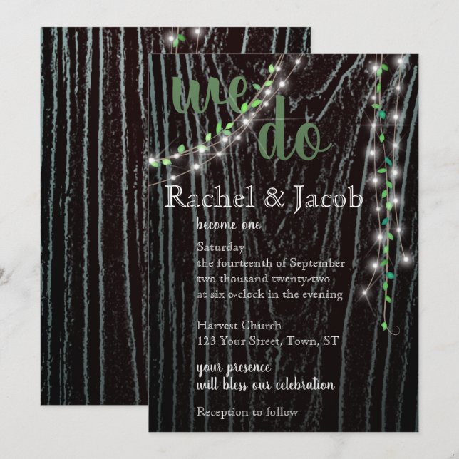 Rustic Vine & Lights Invitation (Front/Back)