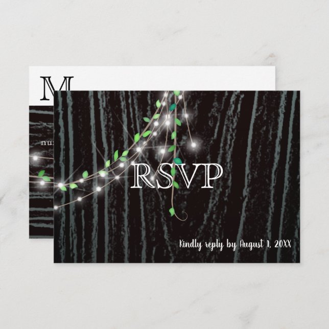Rustic Vine & Lights RSVP Card (Front/Back)