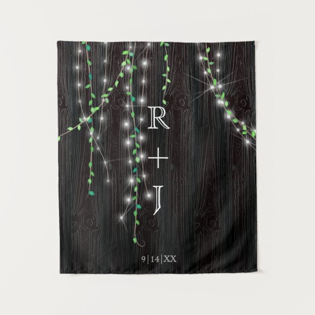 Rustic Vine & Lights Wedding Backdrop (Front)