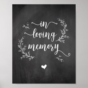 Rustic Vines Chalkboard In loving memory, memorial Poster