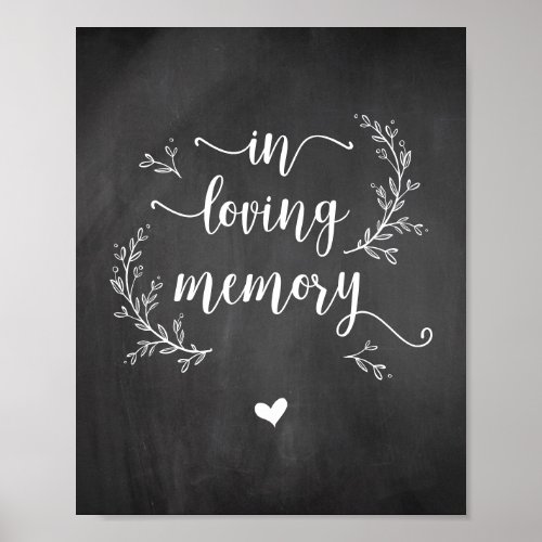 Rustic Vines Chalkboard In loving memory memorial Poster