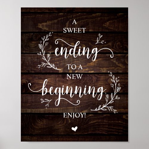Rustic Vines Country Wood Wedding Party Dessert Poster