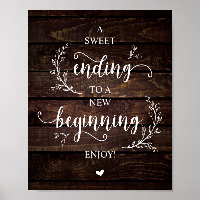Rustic Vines, Country Wood Wedding Party Dessert Poster (Front)