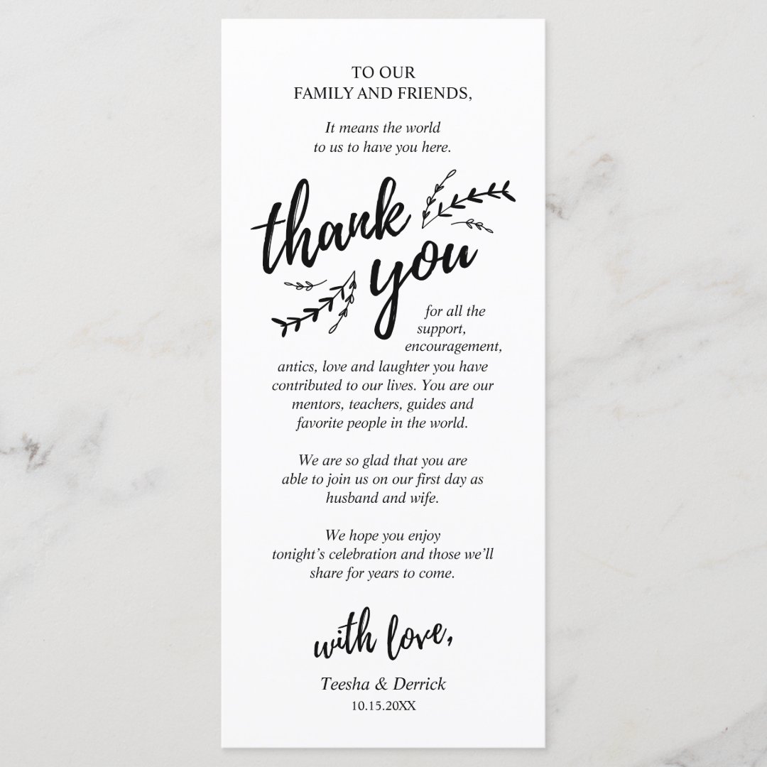 Rustic Vines, Dinner Place Setting Thank You Card | Zazzle