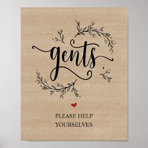 Rustic Vines Wedding bathroom _ gents sign