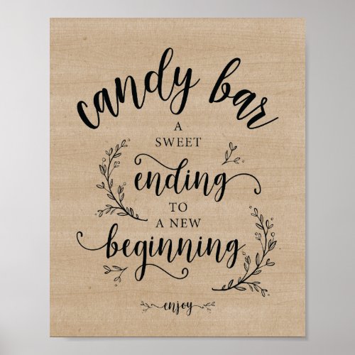 Rustic Vines Wedding Candy Bar sign