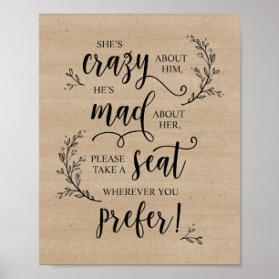 Rustic Vines Wedding Ceremony Take A Seat Sign