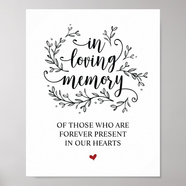 Rustic Vines Wedding In Loving Memory Sign (Front)