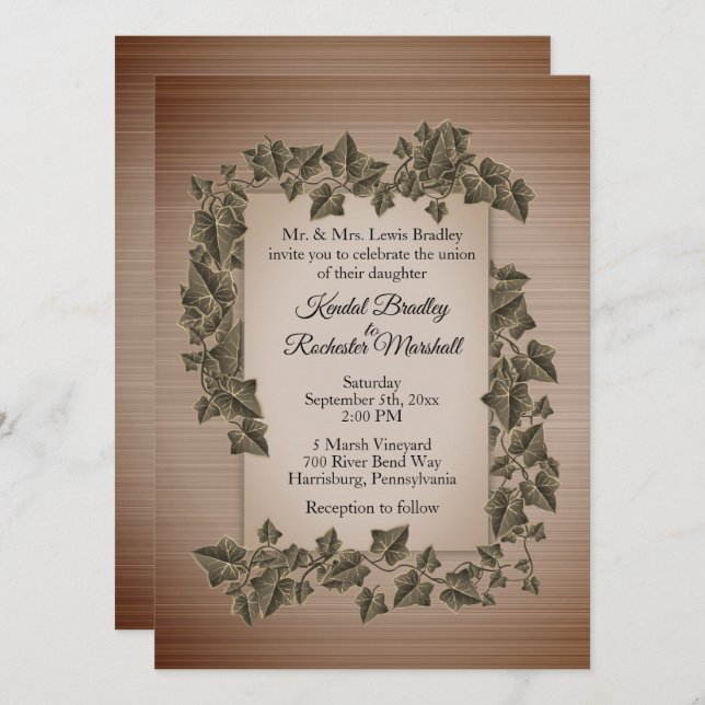 Rustic Vines Wedding Invitation 5.5" x 7.5" (Front/Back)