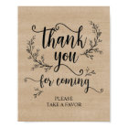 Rustic Vines Wedding Thank you Take favor sign