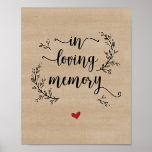 Rustic Vines Wood, In loving memory, memorial Poster