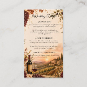 Rustic Vineyard Autumn Elegance Wedding Enclosure Card