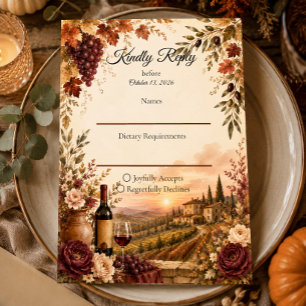 Rustic Vineyard Autumn Elegance Wedding RSVP Card
