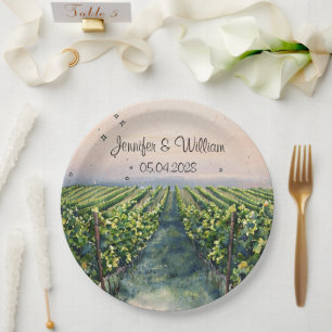Rustic Vineyard Destination Italy Wedding Paper Plates