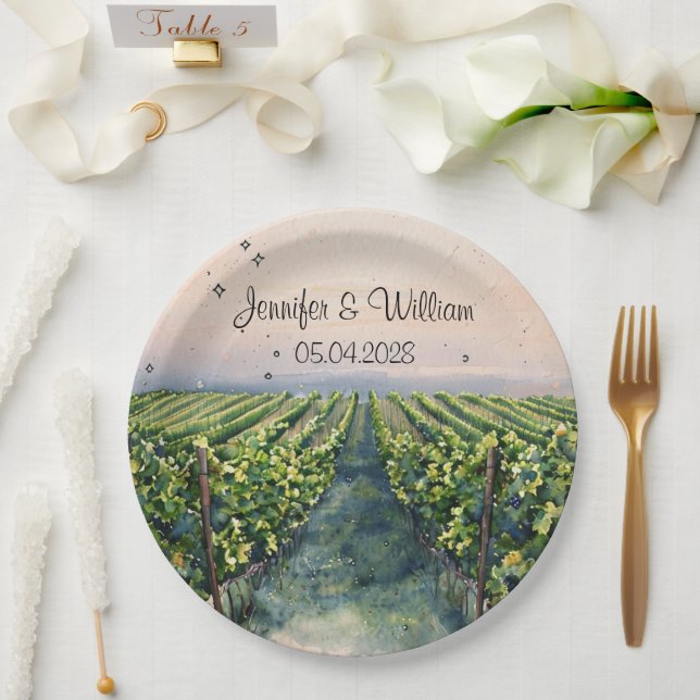 Rustic Vineyard Destination Italy Wedding   Paper Plates (Wedding)