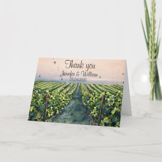 Rustic Vineyard Destination Italy Wedding   Thank You Card (Front)