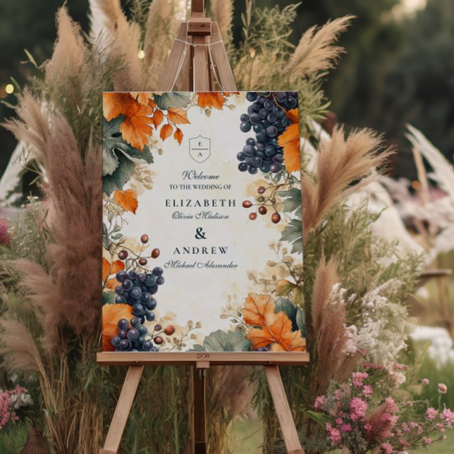 Rustic Vineyard Fall Wedding Foam Board (Creator Uploaded)