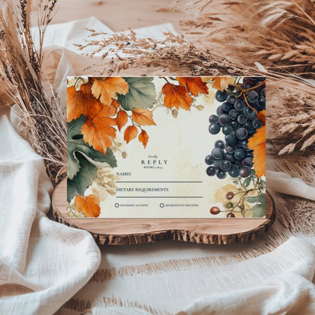 Rustic Vineyard Fall Wedding RSVP Card (Creator Uploaded)