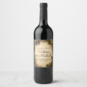 Rustic Vineyard Grapes Custom Name Wine Label