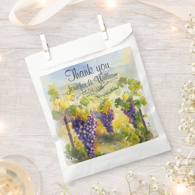 Rustic Vineyard Grapes Lemons Italy Wedding   Favor Bag (Clipped)