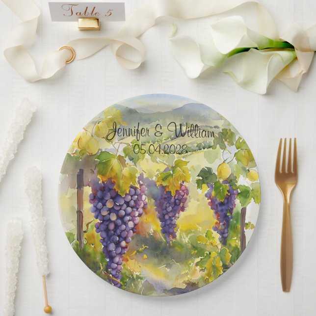 Rustic Vineyard Grapes Lemons Italy Wedding   Paper Plates (Wedding)